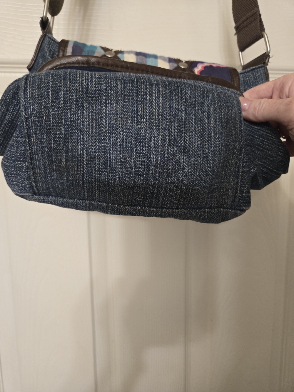 UnionBay Patchwork Plaid Crossbody Bag in Blue - Picture 3 of 8